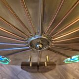 Lampadaire artisanal en laiton, chêne et plexiglas, Pays-Bas, années 1970