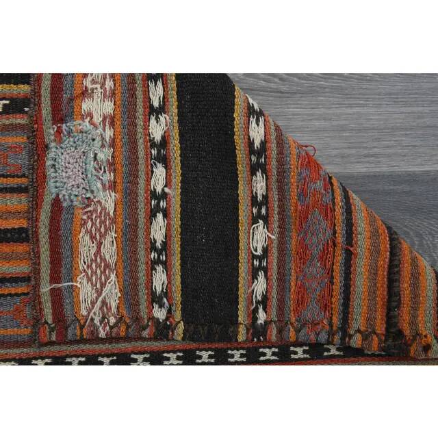 1970s Turkish Hand-Knotted Wool Cotton Orange Kilim Area Rug 150x192