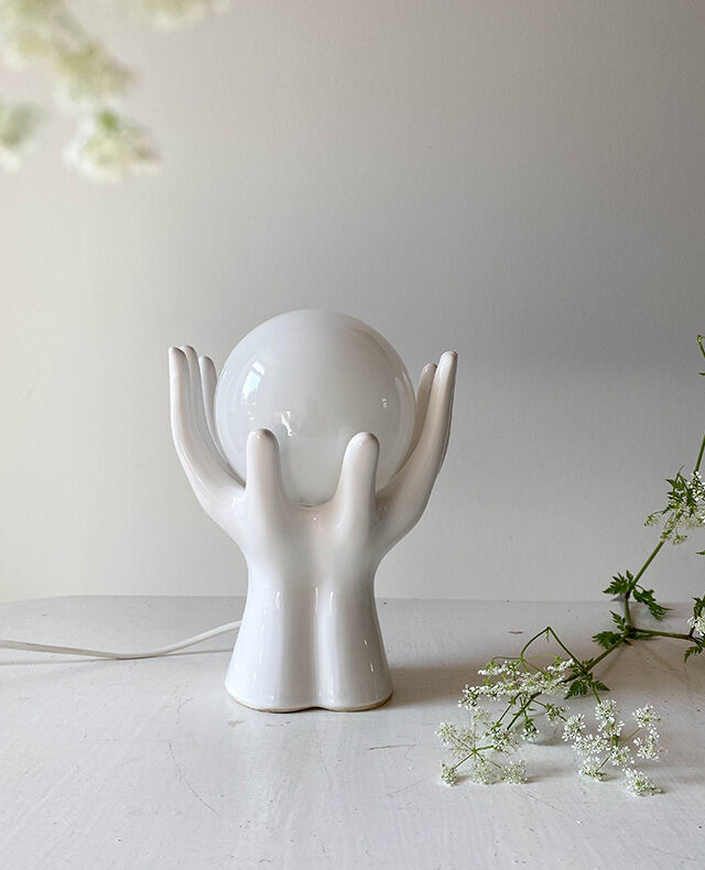 Hand lamp ceramic opal globe