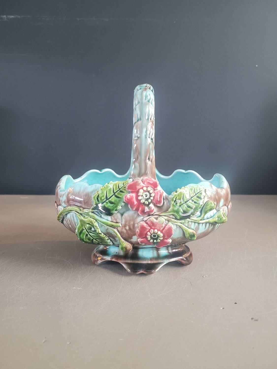 Antique slip basket pot