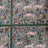 Vintage top with azulejo tiles and light wood frame