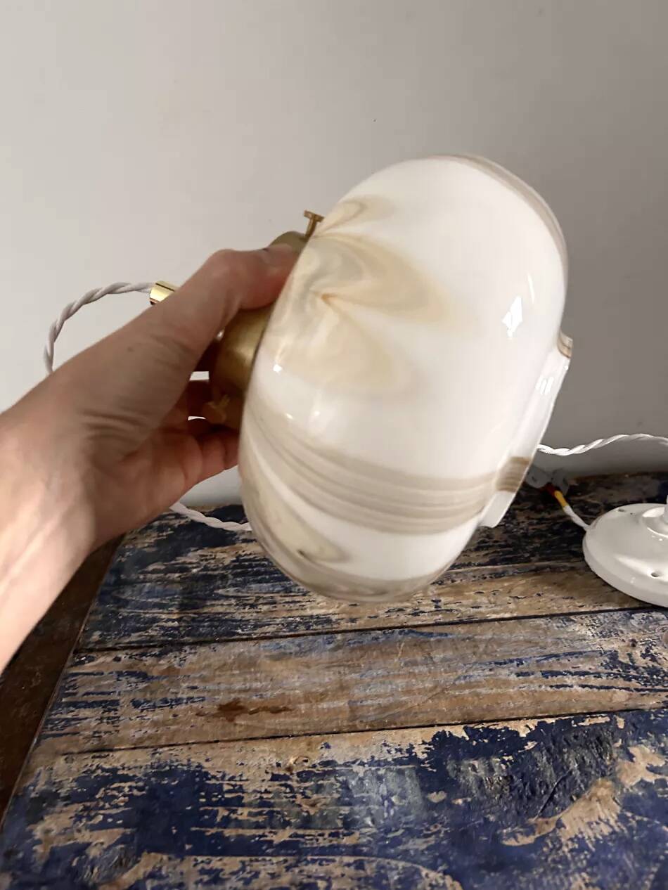 Vintage marbled opaline pendant light