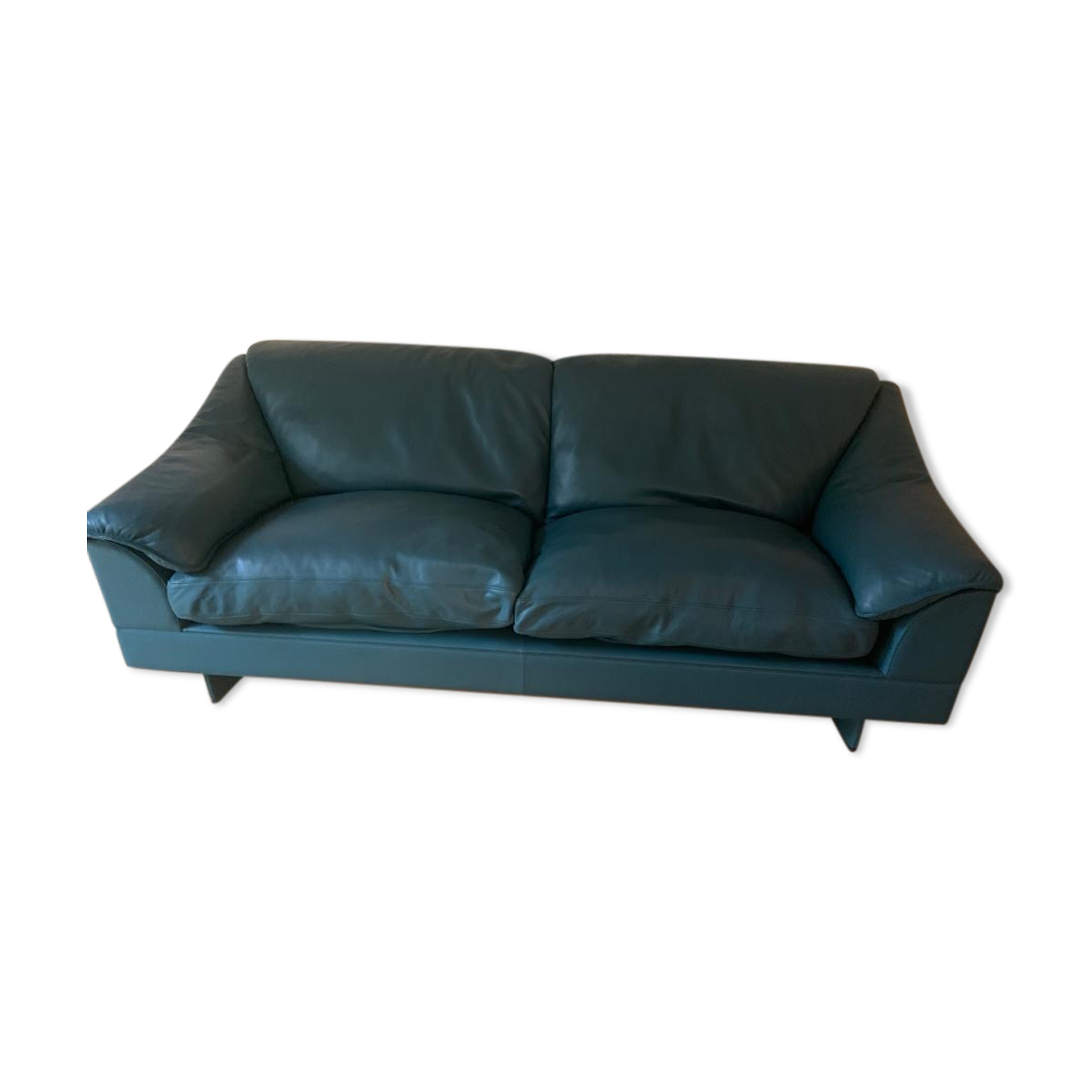 Oil blue leather sofa Poltrona Frau Italy 1980s
