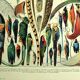 Lithographie ancienne 1928 A. Millot - Plumes, oiseaux, ailes, paradisier