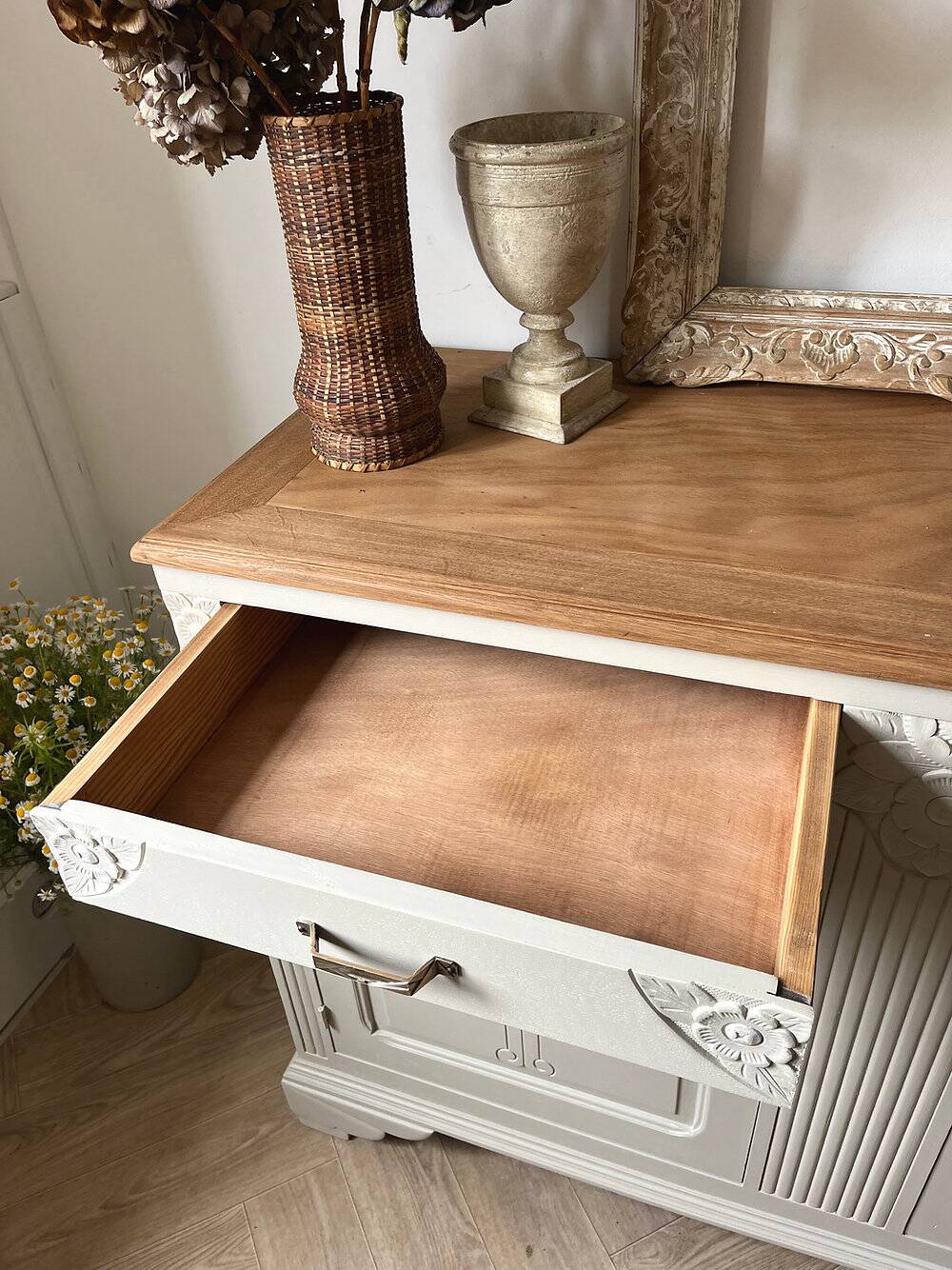 Large Art Deco buffet in grey oak