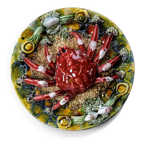 assiette barbotine crabe