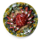 Vintage trompe-l'œil crab barbotine plate Caldas da Rainha Portugal