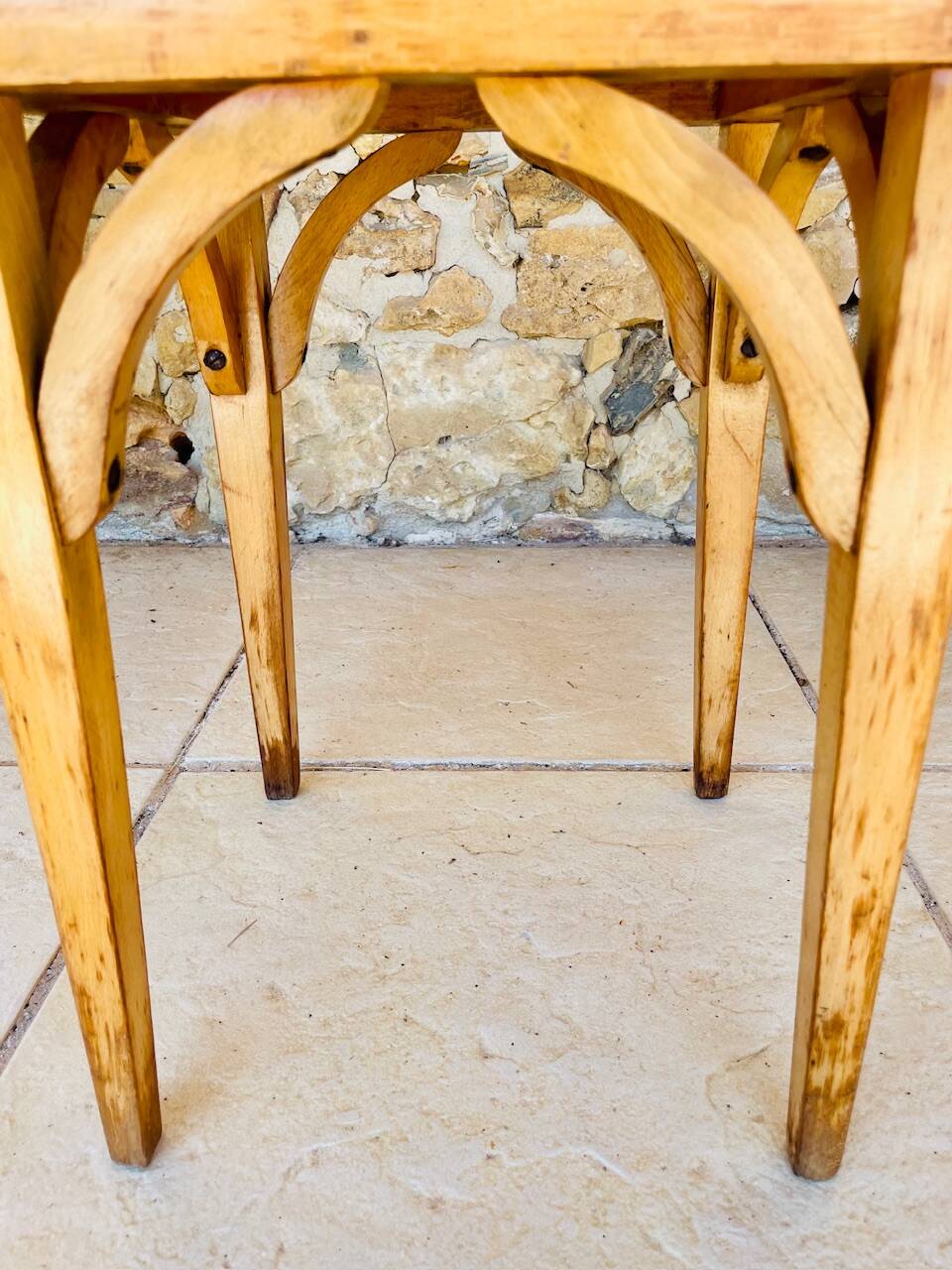 Vintage stool, curved wood by Luterma circa $50/60s