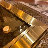 Gold square coffee table and smoked glass