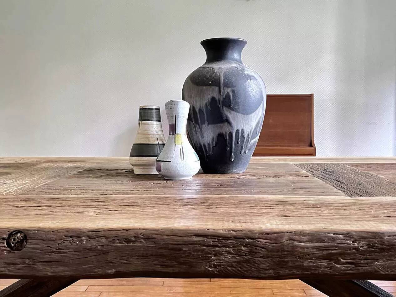 Tower antique oak farmhouse table - 200 cm long