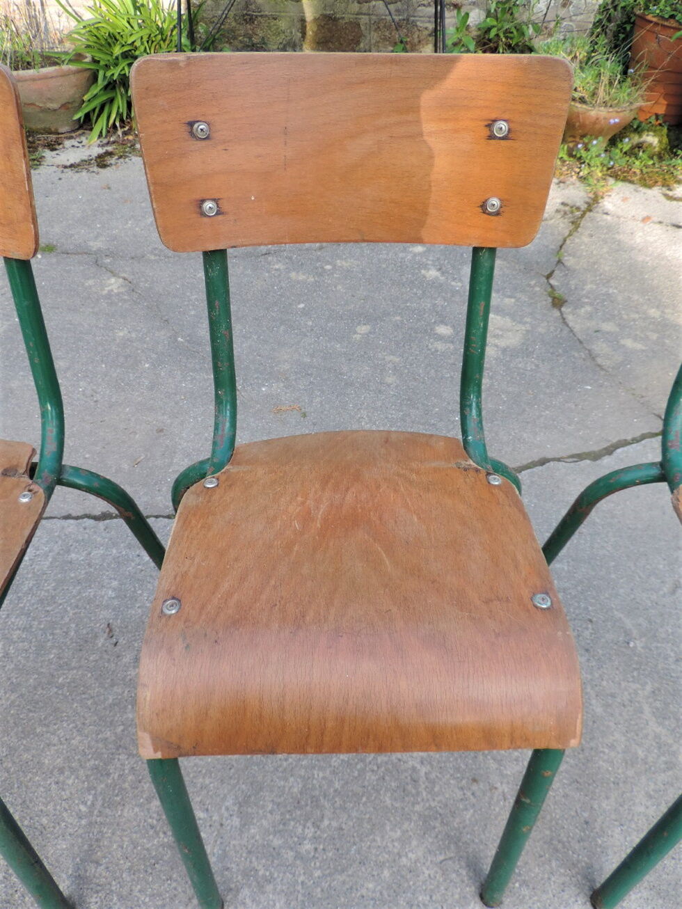 set of four school chairs 1950
