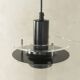Space Age ceiling lamp by Ikea from the 1980s with two plexiglass plates and canopy made of black injection-moulded plastic.