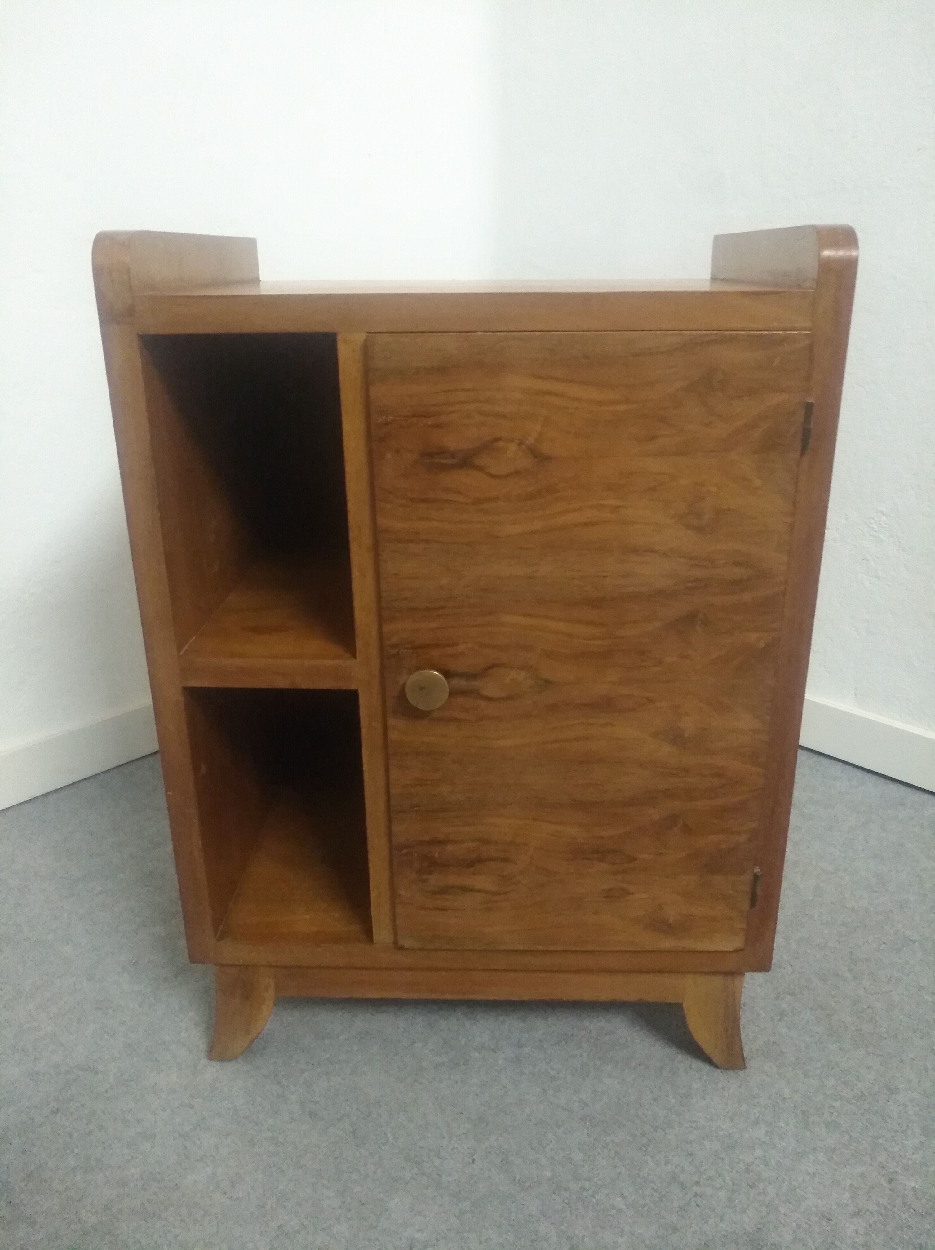 Art Deco walnut bedside table