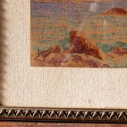 Aquarelle signée, roches rouges de Menton