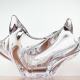 Large Modern Crystal Glass Fruit Bowl from the Mid-Century by Art Vannes, France, 1960s