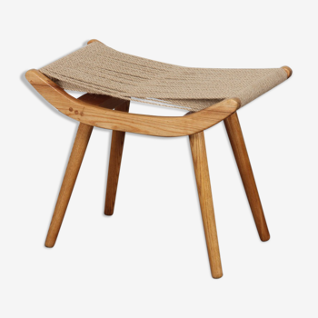 Tabouret en bois et corde édité par Uluv en République tchèque, 1960