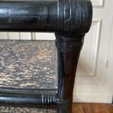 Black service in wood and rattan 70s