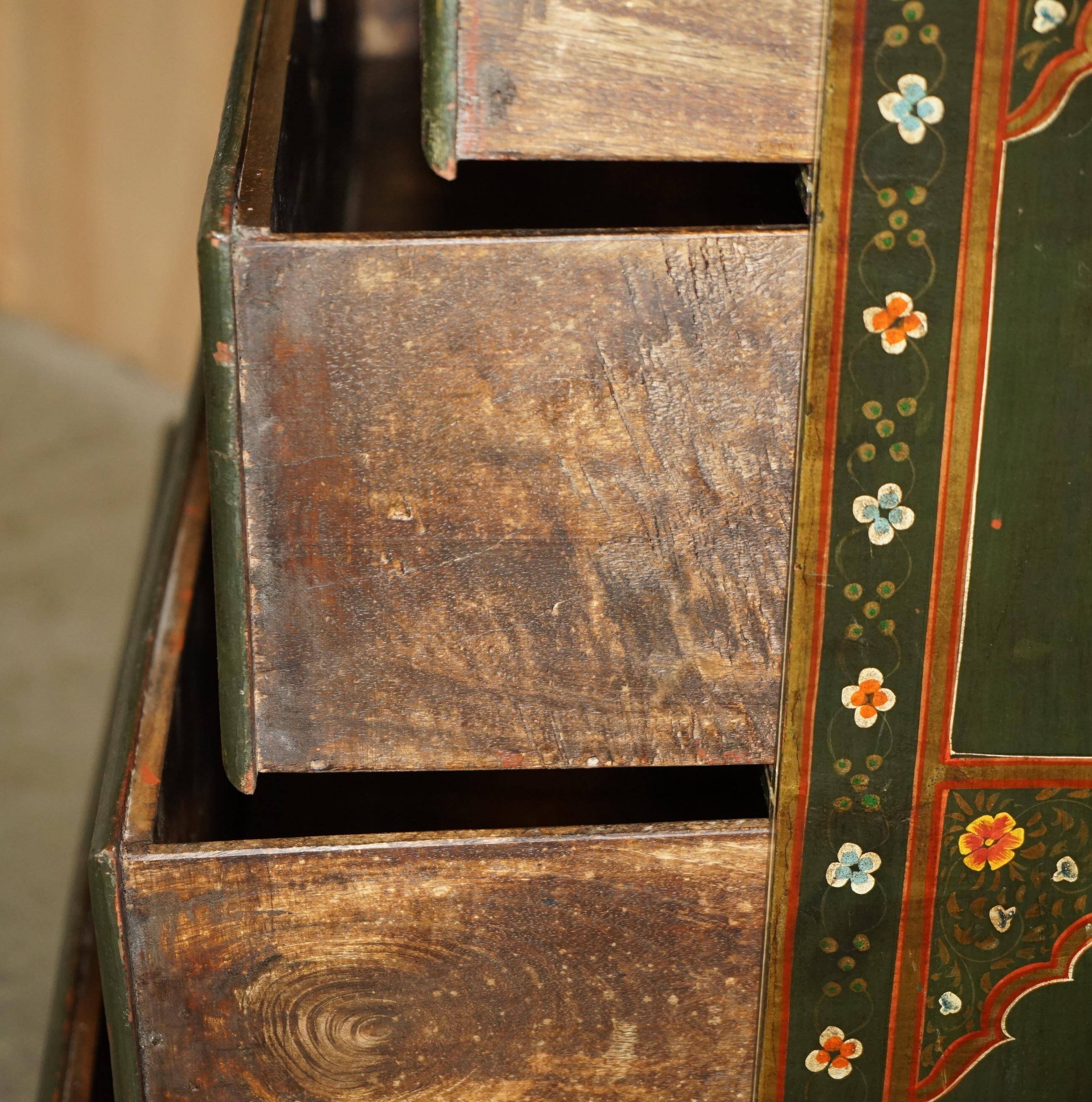 Antique Swedish commode hand-painted, two drawers out of three.