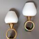 Pair of sconces in gilded brass and Art Deco lacquered
