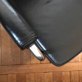 Sofa and armchair in chrome metal and black leather