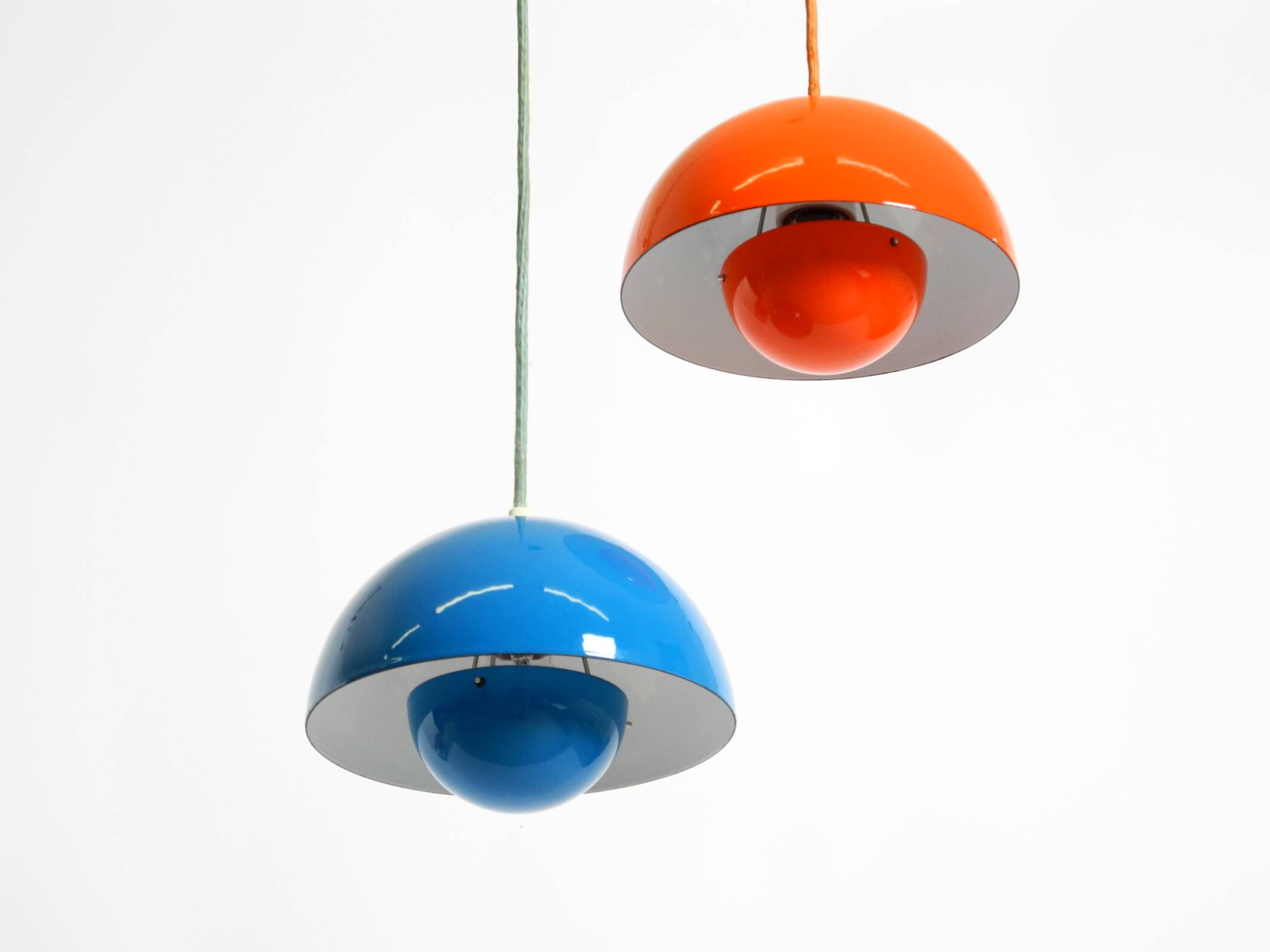 enamelled double shade Flower Pot pendant lamp by Verner Panton for Poulsen