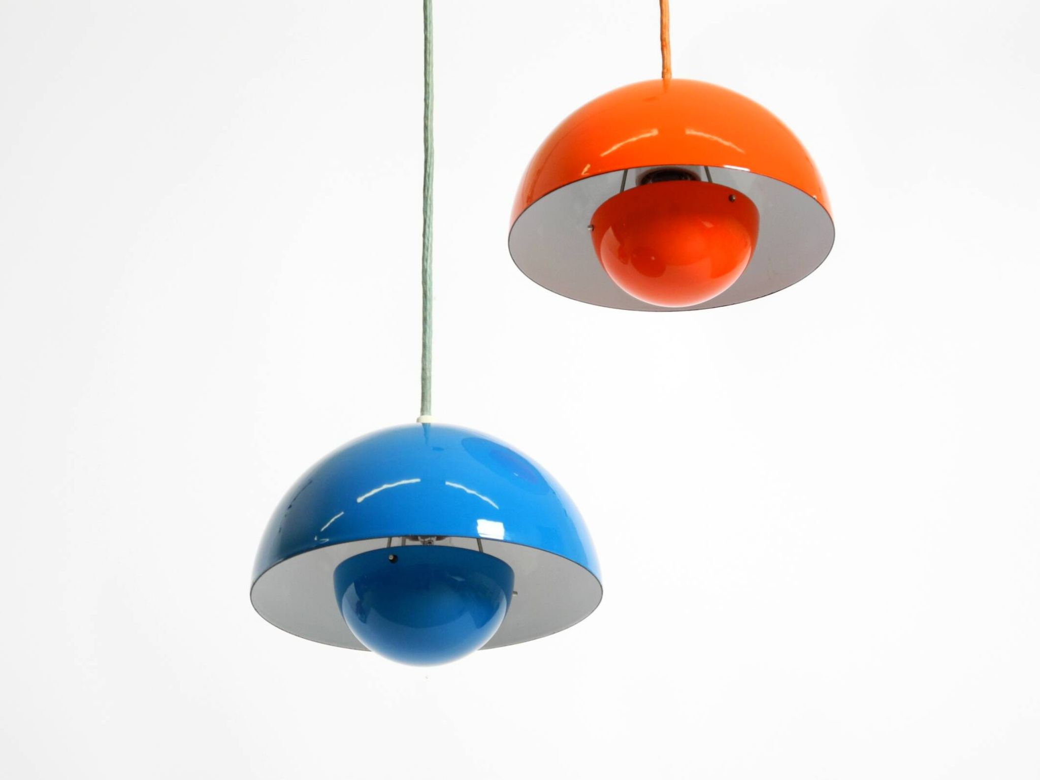 enamelled double shade Flower Pot pendant lamp by Verner Panton for Poulsen