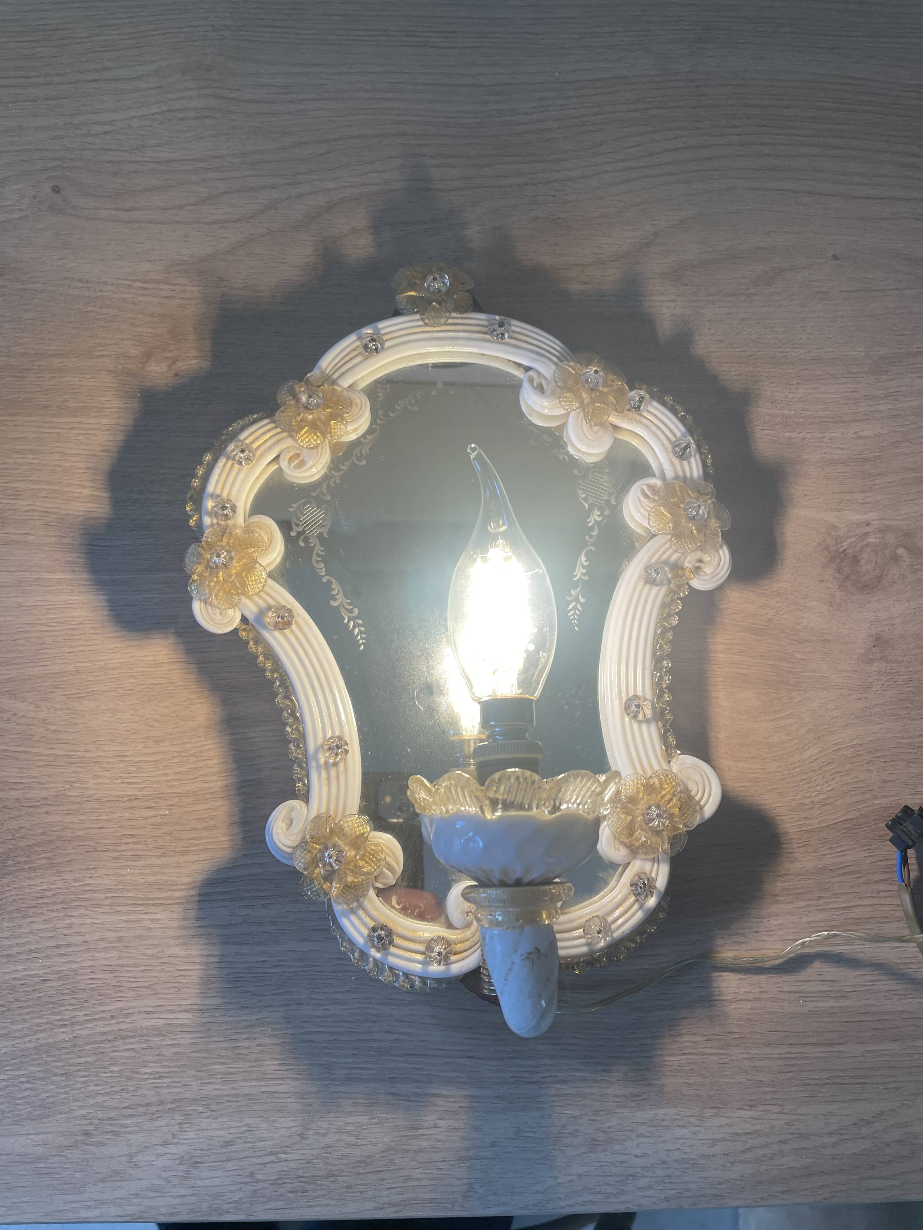 Murano glass mirror wall light