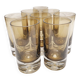 8 water glasses in smoked glass with pierre schneider inclusion 70's