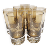 8 verres à eau en verre fumé à inclusion pierre schneider 70's