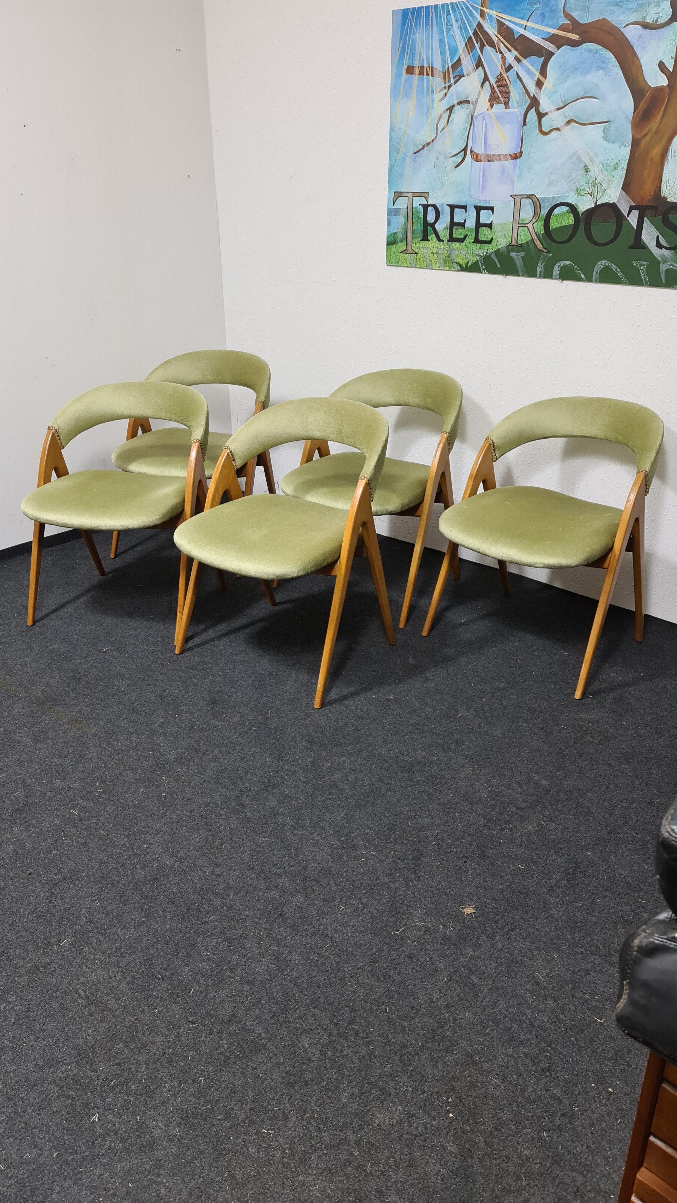 Set of 5 vintage WK mobel dining chairs