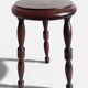 French Turned Chestnut Wood Stool or Side Table, Mid-20th Century