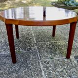 Organic round coffee table in solid teak by john boné for michael laursen denmark 1960