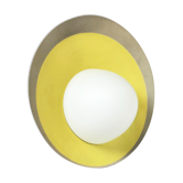 Round metal opaline glass wall light sconce, Italy, 1960s