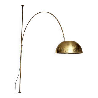 German Postmodern Vintage Brass Arc Floor Lamp with Clamp Rod attributed to Florian Schulz, 1970s