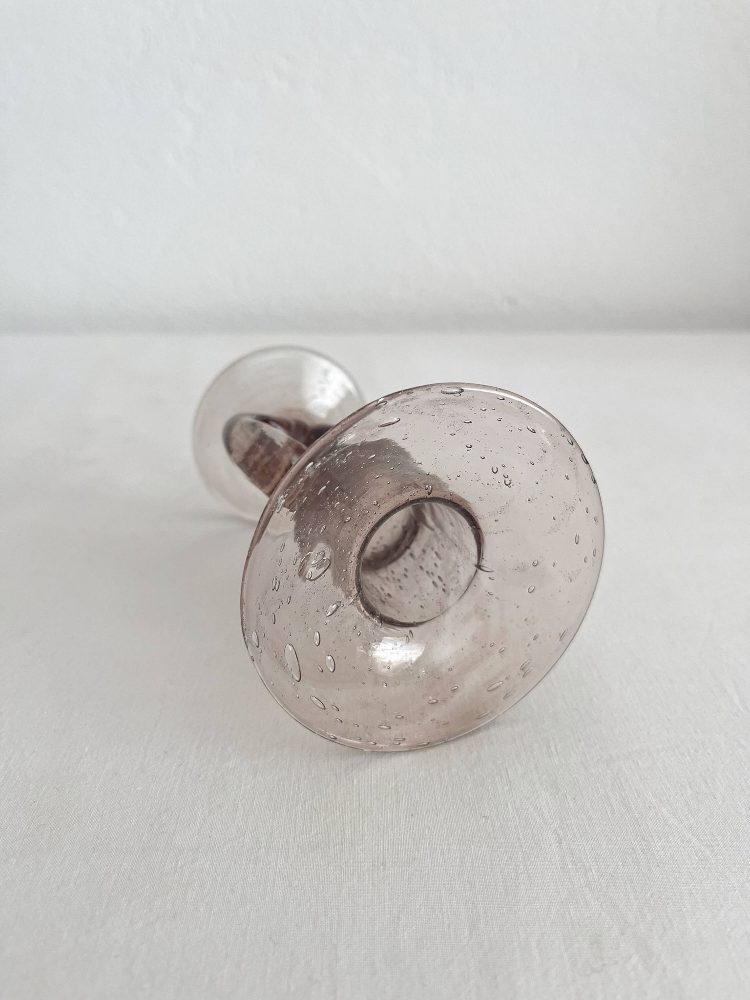Bougeoir en verre soufflé bullé Biot vintage