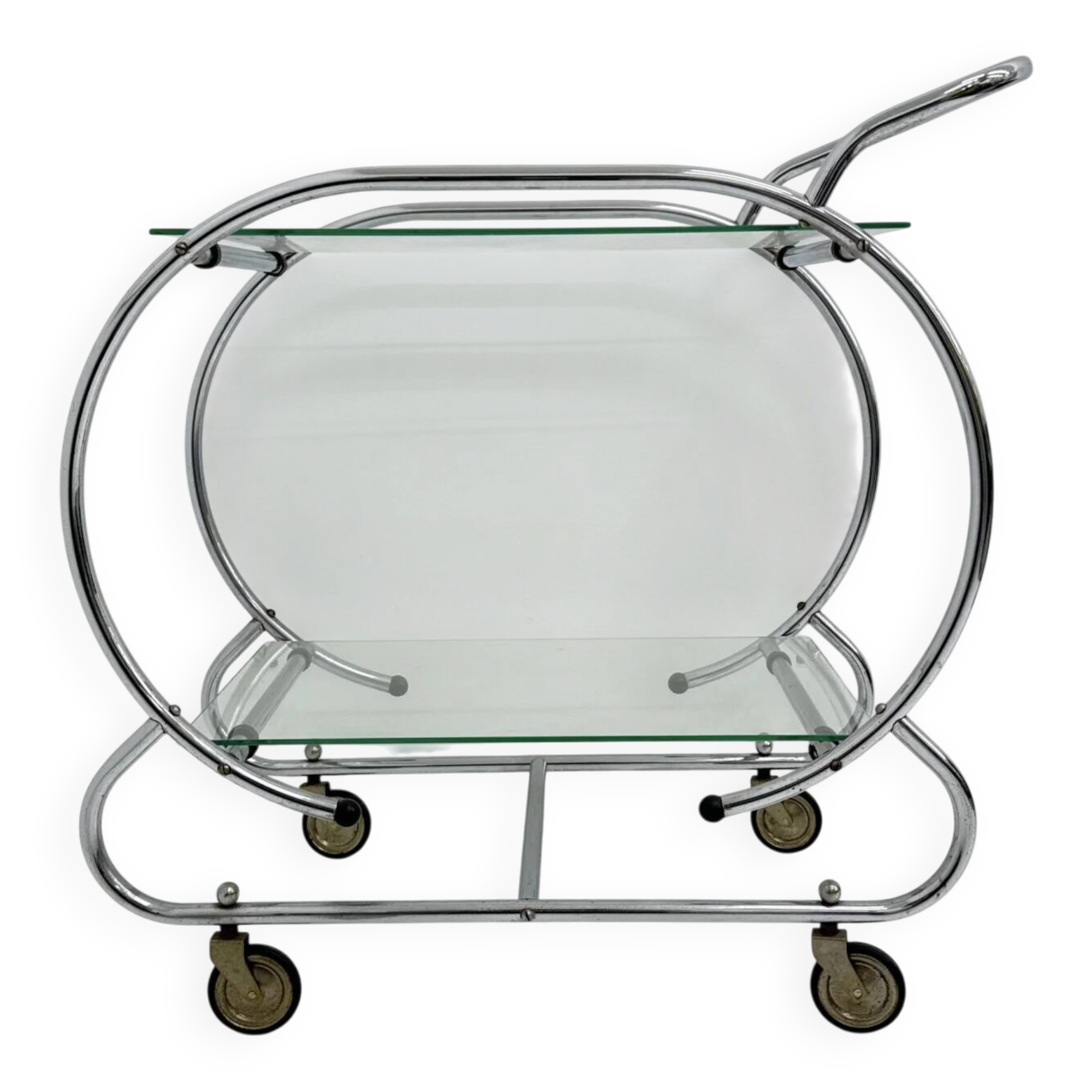 Art deco bar cart trolley chrome tubular, 1930s
