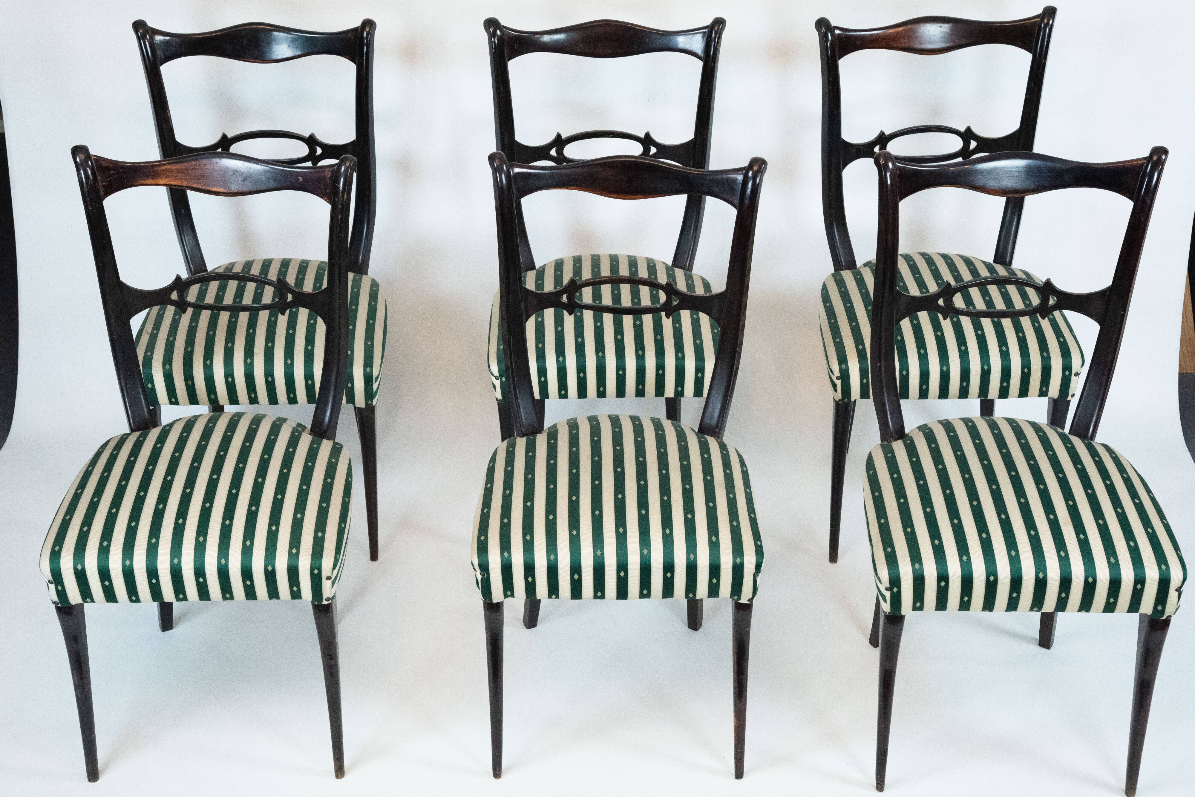 Mid-Century set of six dining chairs attributed to Paolo Buffa. Italy 1950s