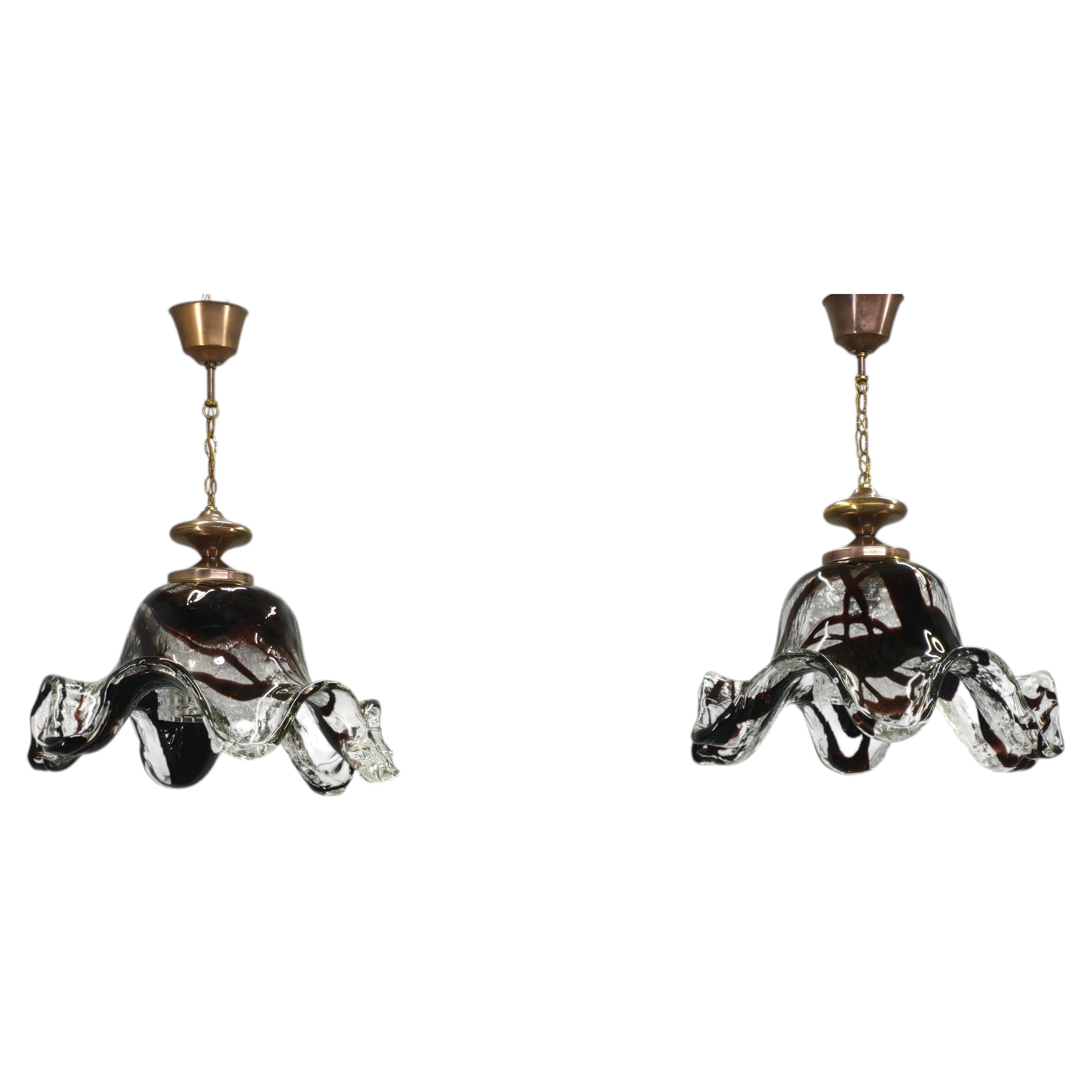 Pair of Murano Glass Pendant Lights, Italy, 1960s