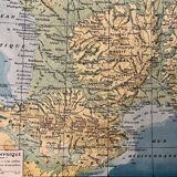 Old geological and physical map of France from 1897