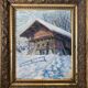HSP painting "winter landscape - snowy chalet" signed G. Cibiale + frame