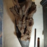 Natural wood sculptural coat rack