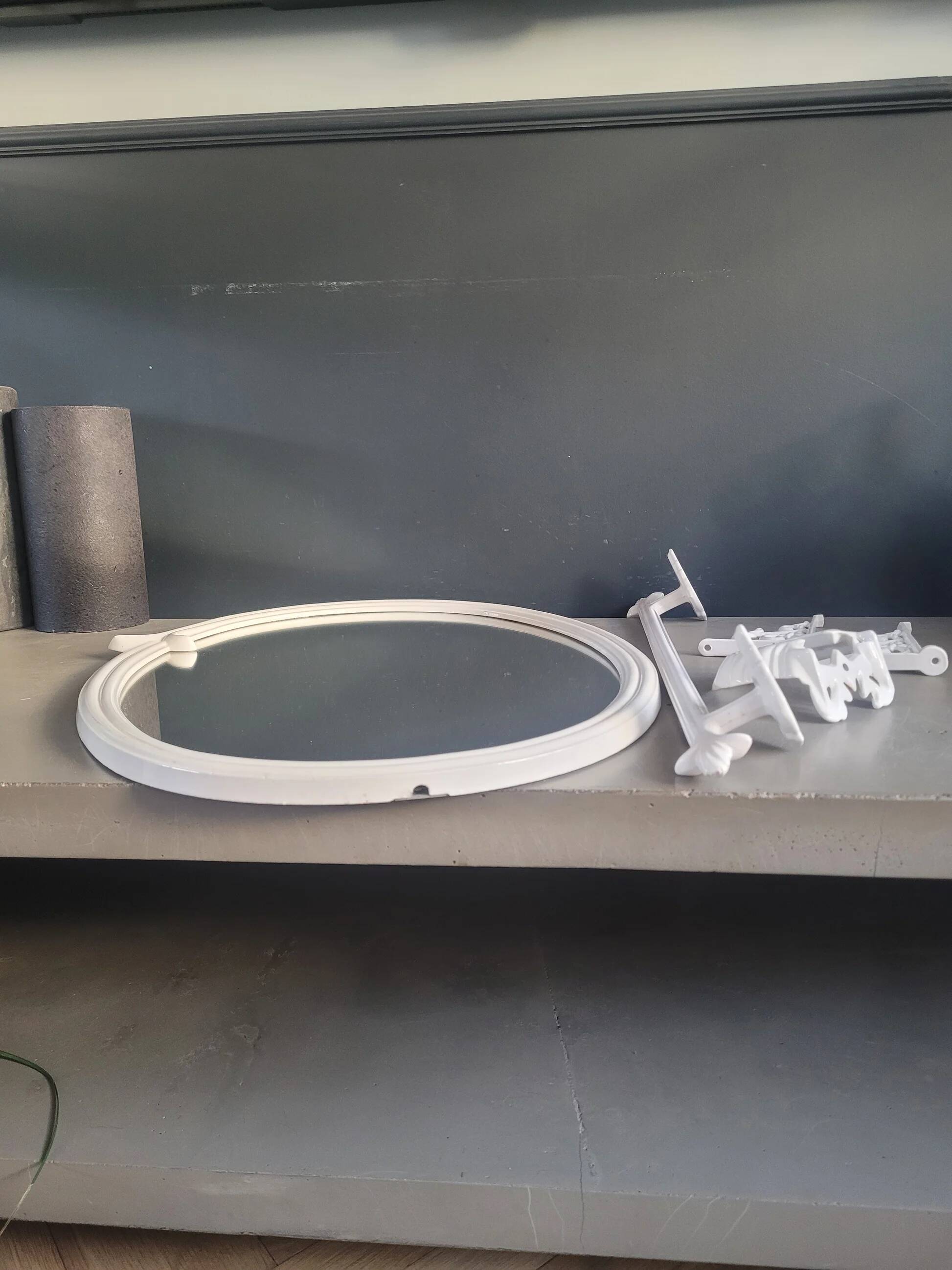 White enameled cast iron bathroom set