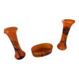 GLASS PASTRY CHIMNEY TRIM SIGNED LEGRAS