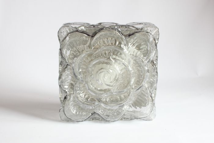 Glass flower relief wall lamp by Erco, Germany 1970