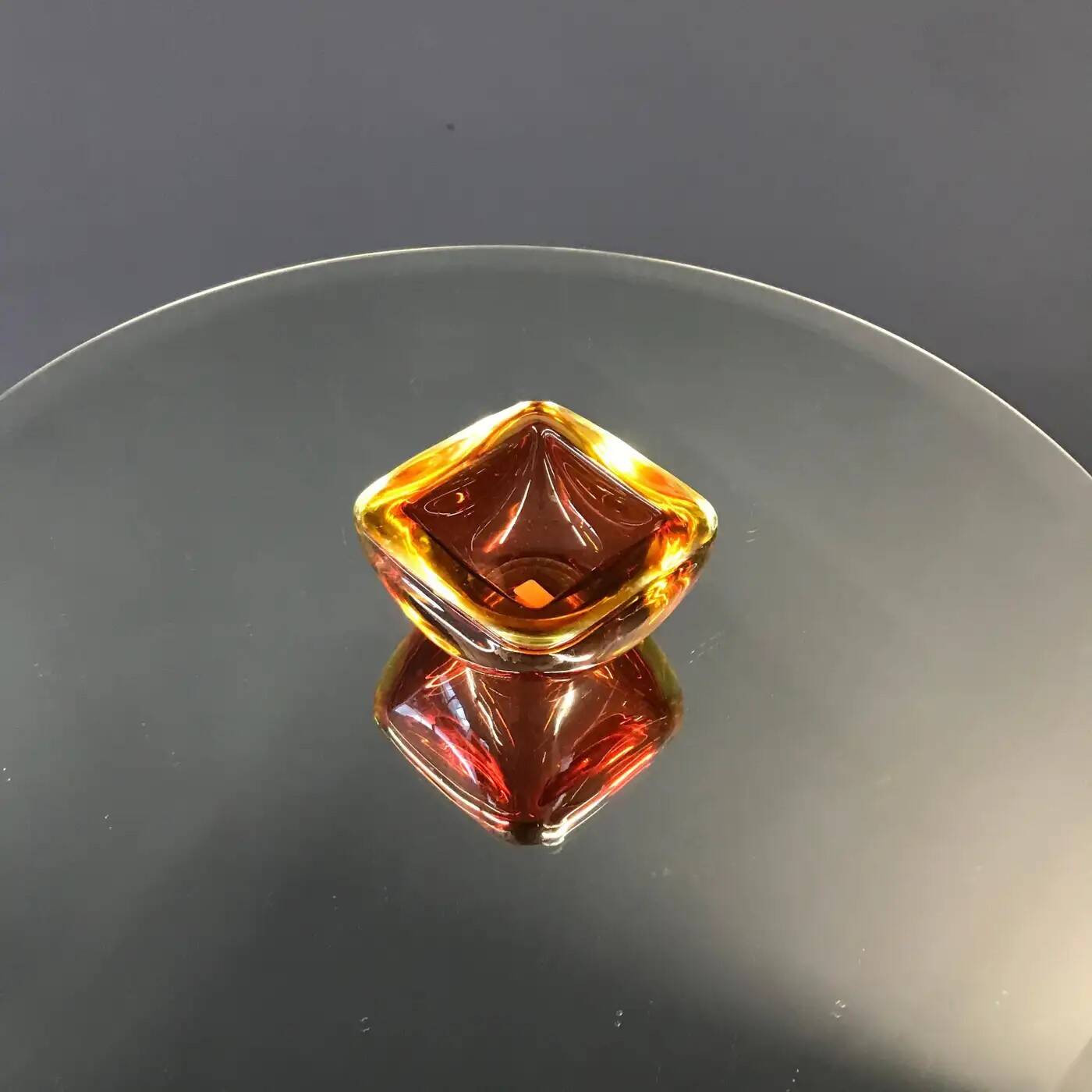 Murano Glass "RED-ORANGE" Bowl Shell Ashtray Murano, Italy, 1970s