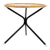 Table d'appoint milieu du siècle en bambou, métal et verre - Pays-Bas années 1960