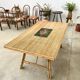 Dining table Audoux Minet bamboo rattan ceramic signed La Roue Vallauris