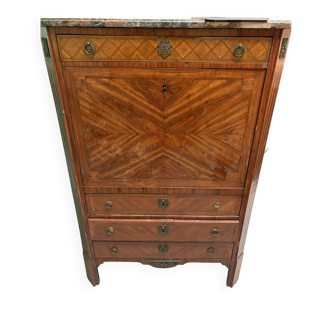 Antique marquetry secretary with marble top