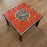 Coffee table end of sofa Roger Capron and Jean Derval ceramic 70s sun model