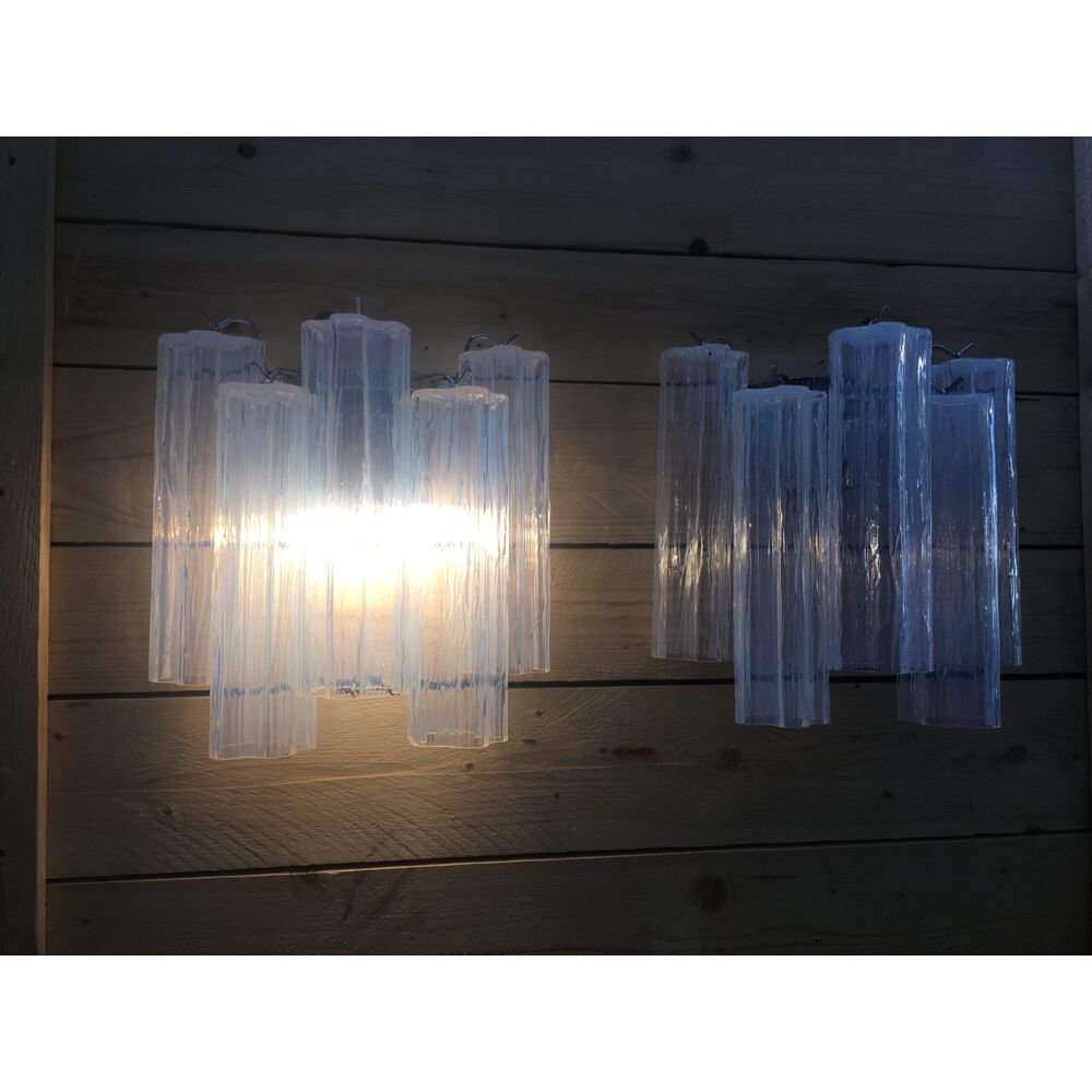 Opalino “tronchi” murano glass wall sconce